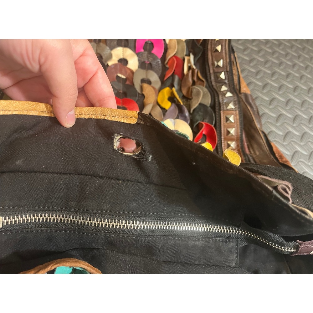 Handcrafted Multicolored Patchwork Leather Silver… - image 7